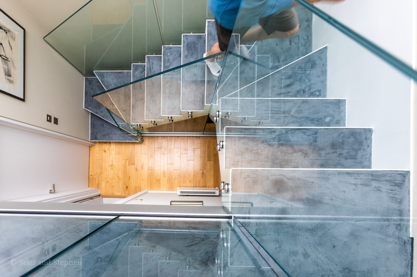 Internal glass staircase