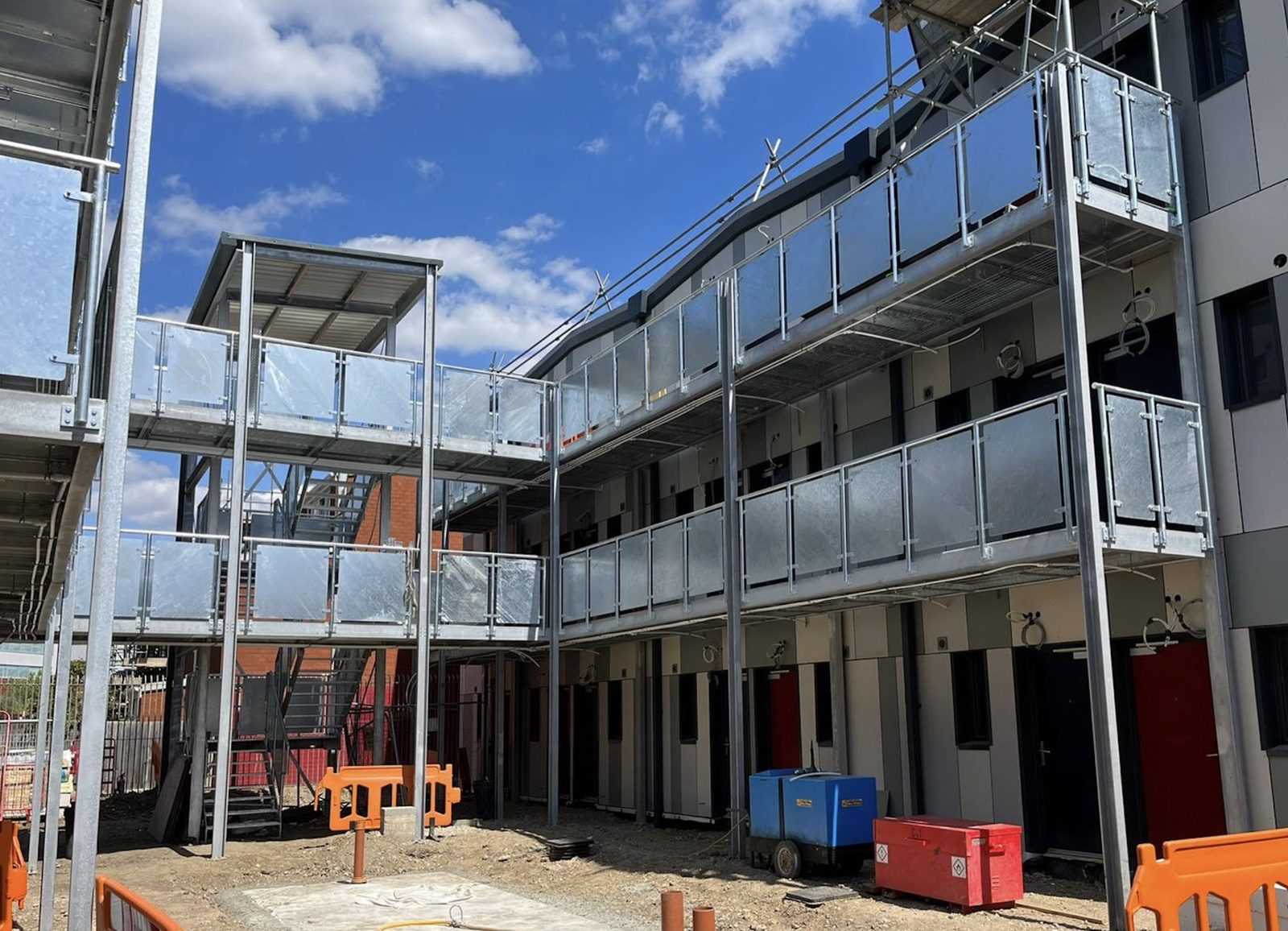 Steel balconies and walkways on a new development